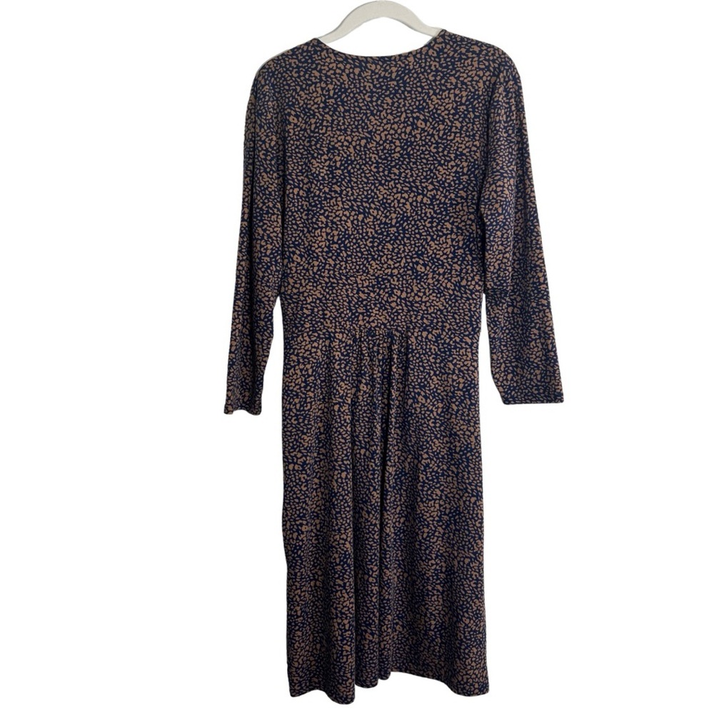 Lands End Dress Stretch Knit Faux Wrap Medium Blue Tan Modal Cotton Blend - Picture 3 of 12